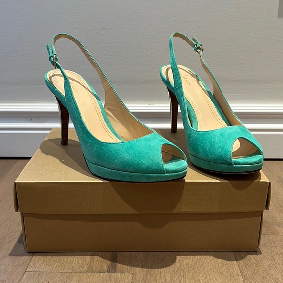 Cole Haan Teal Chelsea Slingback Pumps - Picture 1 of 8